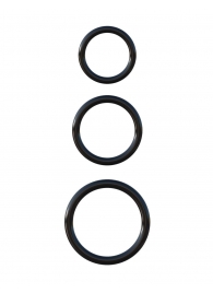 Набор из трех черных эрекционных колец Silicone 3-Ring Stamina Set - Pipedream - в Черкесске купить с доставкой