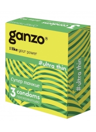 Ультратонкие презервативы Ganzo Ultra thin - 3 шт. - Ganzo - купить с доставкой в Черкесске