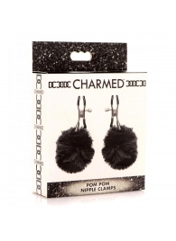 Зажимы для сосков с черным помпонами Pom Pom Nipple Clamps - XR Brands - купить с доставкой в Черкесске