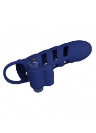 Синяя насадка на пенис Powerful Ring - 18,8 см. - Baile - в Черкесске купить с доставкой
