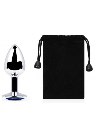 Анальное украшение BUTT PLUG  Small с синим кристаллом - 7 см. - Anal Jewelry Plug - купить с доставкой в Черкесске