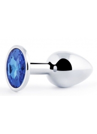 Анальное украшение BUTT PLUG  Small с синим кристаллом - 7 см. - Anal Jewelry Plug - купить с доставкой в Черкесске