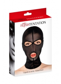 Черная сетчатая маска на голову с отверстиями для глаз и рта - Fetish Tentation - купить с доставкой в Черкесске