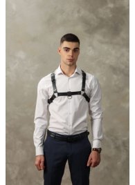 Черная мужская кожаная портупея №4 - БДСМ Арсенал - купить с доставкой в Черкесске