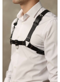 Черная мужская кожаная портупея №4 - БДСМ Арсенал - купить с доставкой в Черкесске