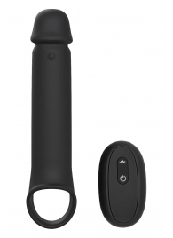 Черная насадка-удлинитель с вибрацией Vibrating Extender With Remote - Dream Toys - в Черкесске купить с доставкой
