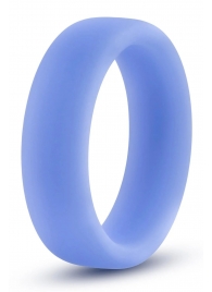 Голубое люминесцентное кольцо Silicone Glo Cock Ring - Blush Novelties - в Черкесске купить с доставкой