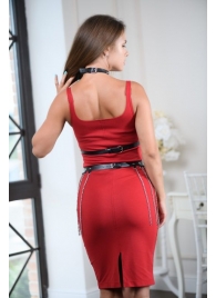 Черно-серебристая портупея-юбка plus size с цепочками - БДСМ Арсенал - купить с доставкой в Черкесске