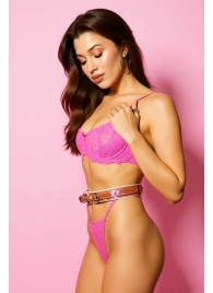 Эффектный розовый пояс из голографической эко-кожи - БДСМ Арсенал - купить с доставкой в Черкесске