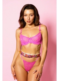 Эффектный розовый пояс из голографической эко-кожи - БДСМ Арсенал - купить с доставкой в Черкесске