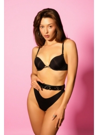 Эффектный черный пояс из лаковой эко-кожи - БДСМ Арсенал - купить с доставкой в Черкесске