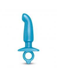 Голубая анальная пробка для массажа простаты Hither Silicone Prostate Plug - 14,3 см. - b-Vibe - в Черкесске купить с доставкой