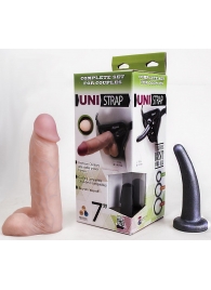 Страпон-унисекс с двумя насадками UNI strap 7  Harness - 19 и 16 см. - LOVETOY (А-Полимер) - купить с доставкой в Черкесске