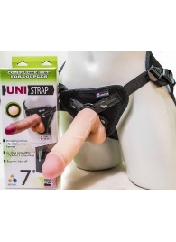 Страпон-унисекс с двумя насадками UNI strap 7  Harness - 19 и 16 см. - LOVETOY (А-Полимер) - купить с доставкой в Черкесске