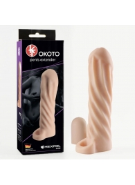 Телесная насадка-удлинитель Okoto со спиралевидным рельефом - 16 см. - Sitabella - в Черкесске купить с доставкой