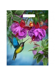 Пакет с принтом в виде колибри в цветах с вырубной ручкой (31х40 см) - Сима-Ленд - купить с доставкой в Черкесске