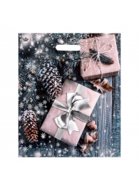 Новогодний пакет с принтом в виде подарков и вырубной ручкой (45х38 см) - Сима-Ленд - купить с доставкой в Черкесске