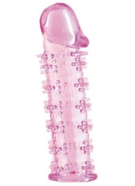 Розовая насадка на пенис с шипами - 12,5 см. - A-toys - в Черкесске купить с доставкой