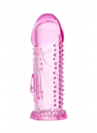 Розовая насадка на пенис с шипиками и коготком - 13,5 см. - A-toys - в Черкесске купить с доставкой