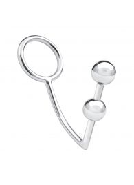 Кольцо на пенис с анальным стимулятором Two Bead Stainless Steel Anal Hook   Cock Ring - BlueLine - в Черкесске купить с доставкой