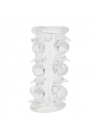 Прозрачная насадка на пенис с шипами и бугорками JELLY JOY LUST CLUSTER CLEAR - Dream Toys - в Черкесске купить с доставкой
