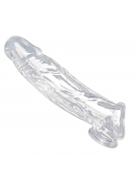 Прозрачная насадка для увеличения члена Realistic Clear Penis Enhancer and Ball Stretcher - 20,3 см. - XR Brands - в Черкесске купить с доставкой