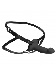 Черный полый страпон с вибрацией 2’’ Erection 28X Smooth Vibrating Silicone Penis Sheath - XR Brands - купить с доставкой в Черкесске