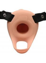 Телесный полый страпон 2  Erection 28X Smooth Vibrating Silicone Penis Sheath - 16 см. - XR Brands - купить с доставкой в Черкесске