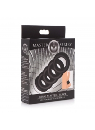 Комплект из 5 черных эрекционных колец для мошонки Ring Master Custom Ball Stretcher Kit - XR Brands - в Черкесске купить с доставкой