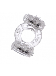 Прозрачное виброкольцо с двумя вибропульками - Toyfa Basic - в Черкесске купить с доставкой