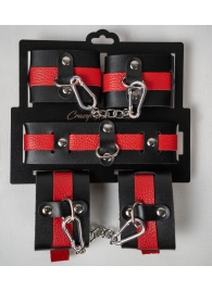 Черно-красный набор фиксаций: наручники, оковы и ошейник - Crazy Handmade - купить с доставкой в Черкесске