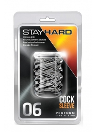 Прозрачная насадка с объёмными чёрточками STAY HARD COCK SLEEVE 06 CLEAR - Blush Novelties - в Черкесске купить с доставкой