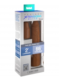 Коричневая насадка на член 2  Silicone X-tension - 20,3 см. - Pipedream - в Черкесске купить с доставкой