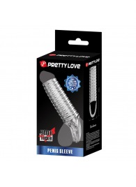 Прозрачная насадка на пенис с ребрышками и подхватом мошонки - Baile - в Черкесске купить с доставкой