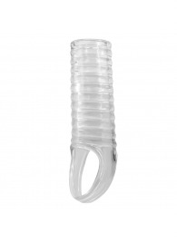Прозрачная насадка на пенис с ребрышками и подхватом мошонки - Baile - в Черкесске купить с доставкой