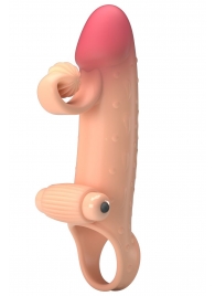 Телесная вибронасадка на пенис с подхватом мошонки - 20 см. - Baile - в Черкесске купить с доставкой