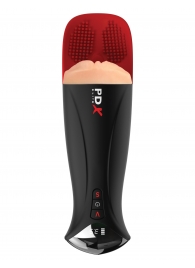 Телесный мастурбатор-вагина в черной колбе с вибрацией Fuck-O-Matic Pro XL - Pipedream - в Черкесске купить с доставкой