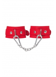 Красные кожаные наручники-браслеты со скруглёнными углами - Pecado - купить с доставкой в Черкесске