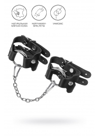 Черные кожаные наручники-браслеты из двух ремешков - Pecado - купить с доставкой в Черкесске