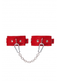 Красные кожаные узкие оковы со скруглёнными углами - Pecado - купить с доставкой в Черкесске