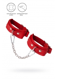 Красные кожаные узкие оковы со скруглёнными углами - Pecado - купить с доставкой в Черкесске