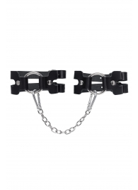 Черные кожаные оковы из двух ремешков - Pecado - купить с доставкой в Черкесске