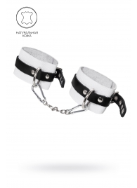 Бело-черные мягкие оковы с одним ремешком и люверсами - Pecado - купить с доставкой в Черкесске