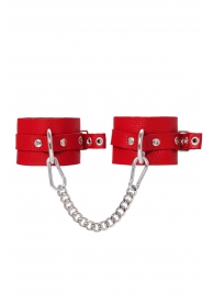 Красные мягкие кожаные оковы с люверсами - Pecado - купить с доставкой в Черкесске