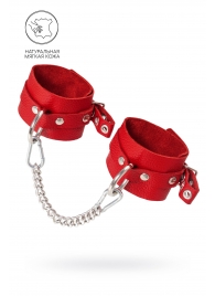 Красные мягкие кожаные оковы с люверсами - Pecado - купить с доставкой в Черкесске