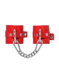 Красные мягкие кожаные наручники с люверсами - Pecado - купить с доставкой в Черкесске