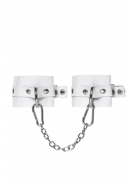 Белые мягкие кожаные оковы с люверсами - Pecado - купить с доставкой в Черкесске