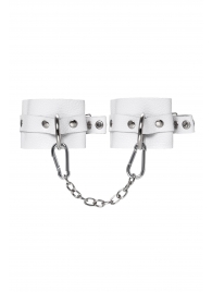 Белые мягкие кожаные наручники с люверсами - Pecado - купить с доставкой в Черкесске