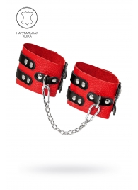 Красно-черные мягкие оковы с двумя ремешками с люверсами - Pecado - купить с доставкой в Черкесске