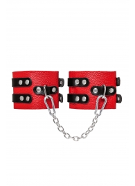 Красно-черные мягкие оковы с двумя ремешками с люверсами - Pecado - купить с доставкой в Черкесске